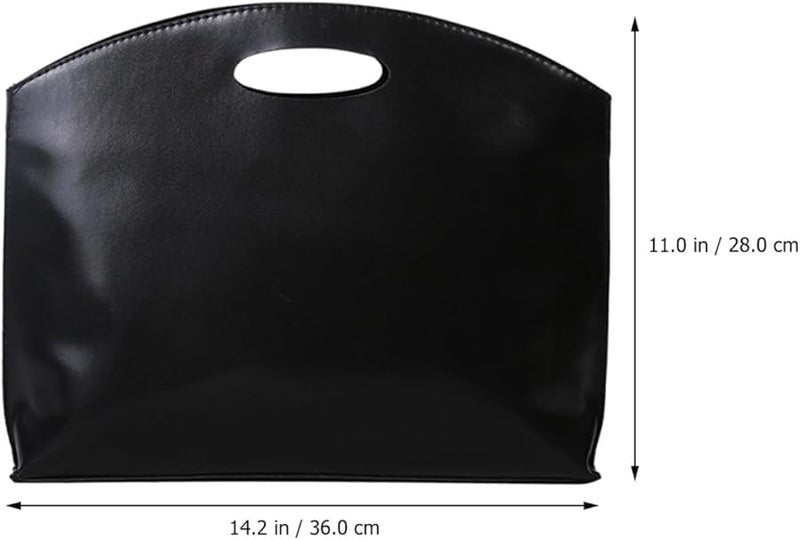 Vintage Style Black PU Leather Briefcase Large Capacity Laptop Bag for Work Travel - Image 2
